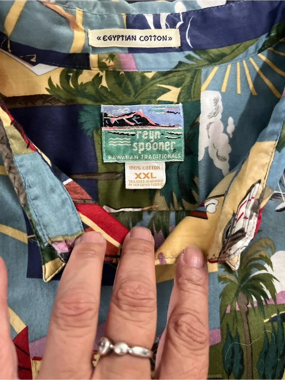 Reyn Spooner Egyptian Cotton Hawaiian Art Deco Print Short Sleeve Button Down - Picture 10 of 11